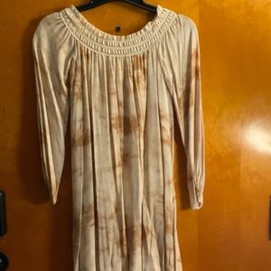 3/4 sleeve dress tan/cream